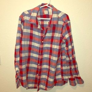 Crew cuts red, white and blue plaid shirt sz 10